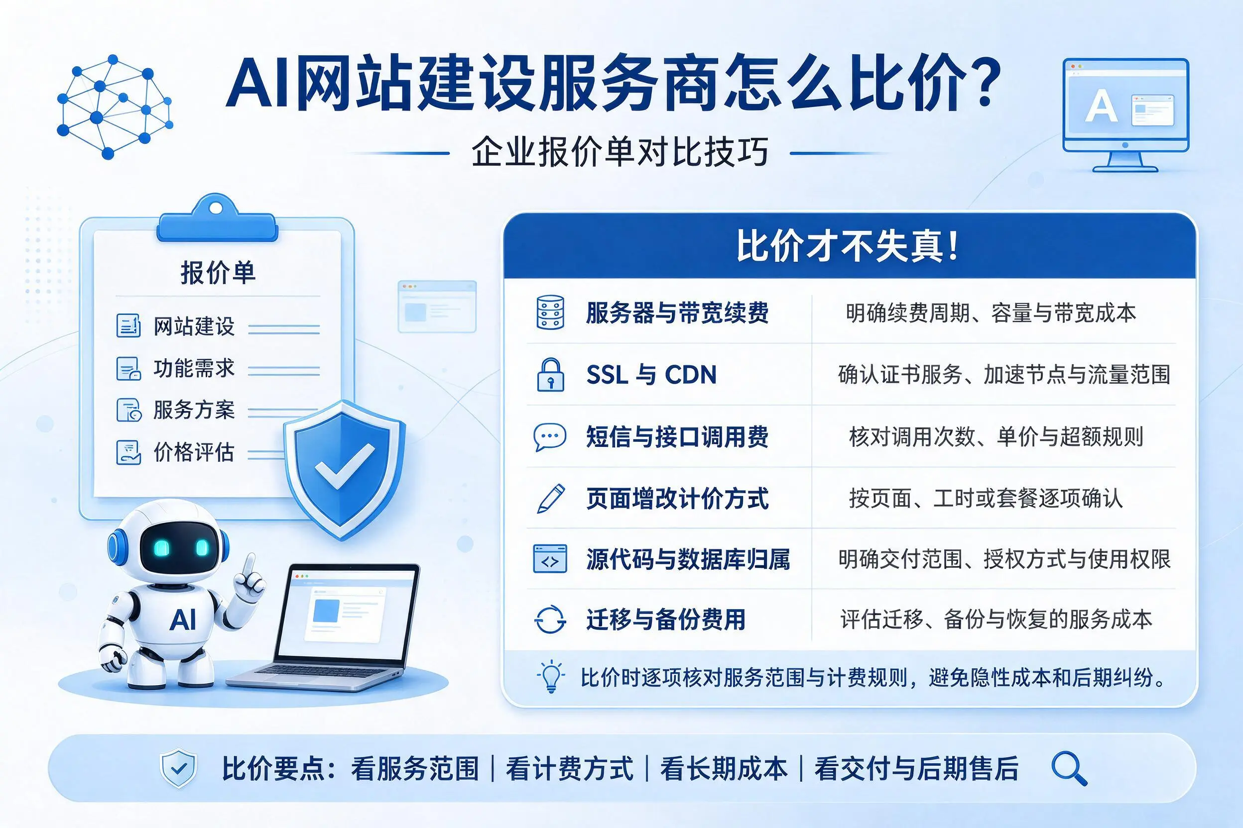 AI网站建设服务商怎么比价?新星企业报价单对比技巧