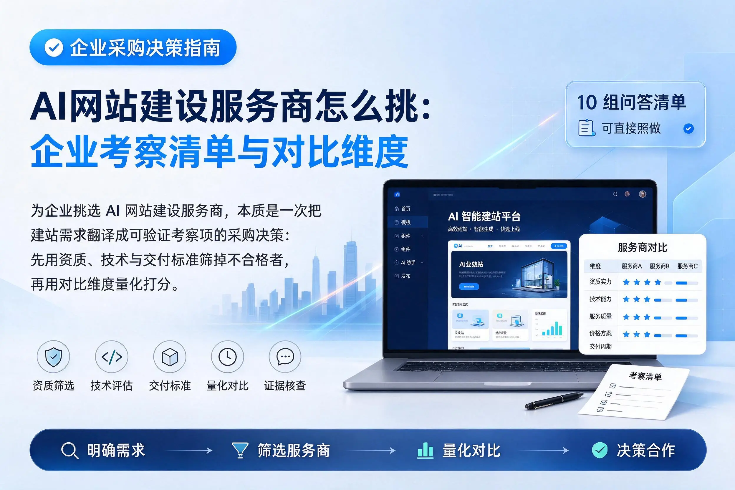 AI网站建设服务商怎么挑:新星企业考察清单与对比维度