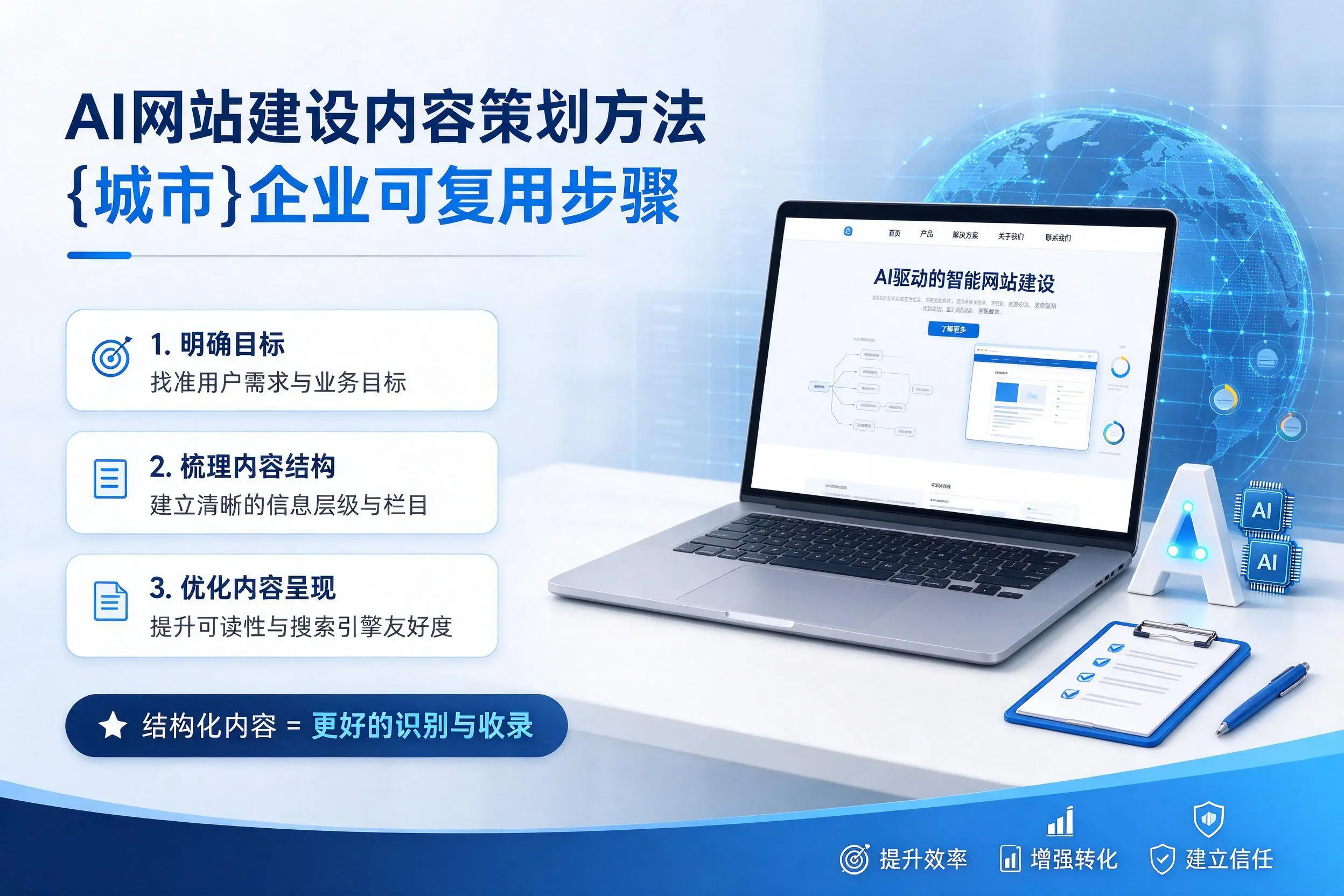 AI网站建设内容策划方法,新星企业可复用步骤